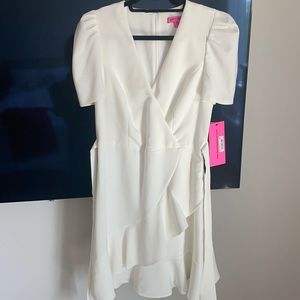 Betsey Johnson NWT white faux wrap dress